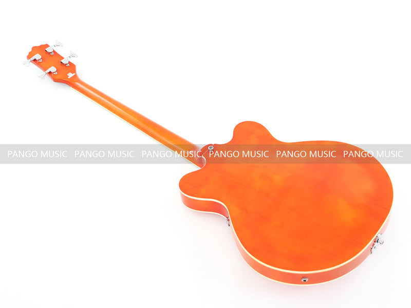 4-String Semi-Hollow Electric Bass Guitar with Gloss Orange Finish (PHY-158)