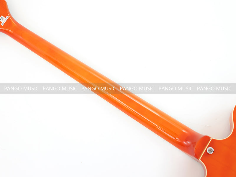 4-String Semi-Hollow Electric Bass Guitar with Gloss Orange Finish (PHY-158)