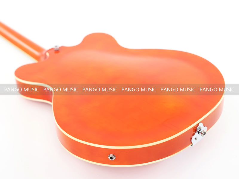 4-String Semi-Hollow Electric Bass Guitar with Gloss Orange Finish (PHY-158)
