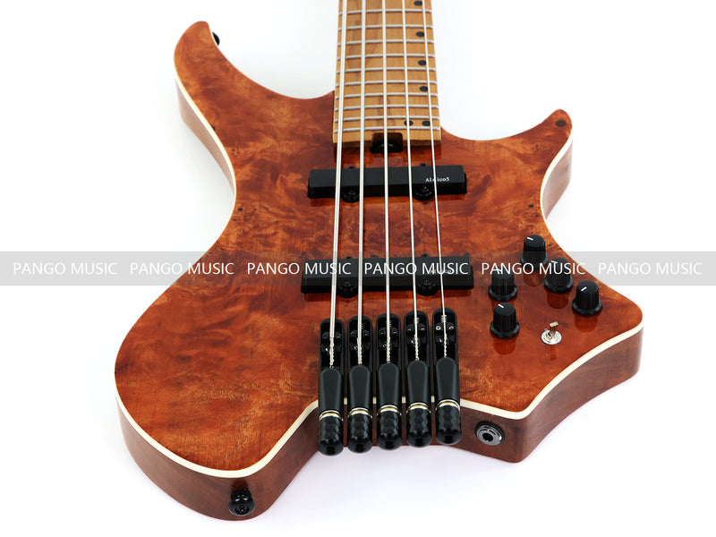 5-String Headless Electric Bass Guitar with Burl Maple Veneer Top (WTB-951)