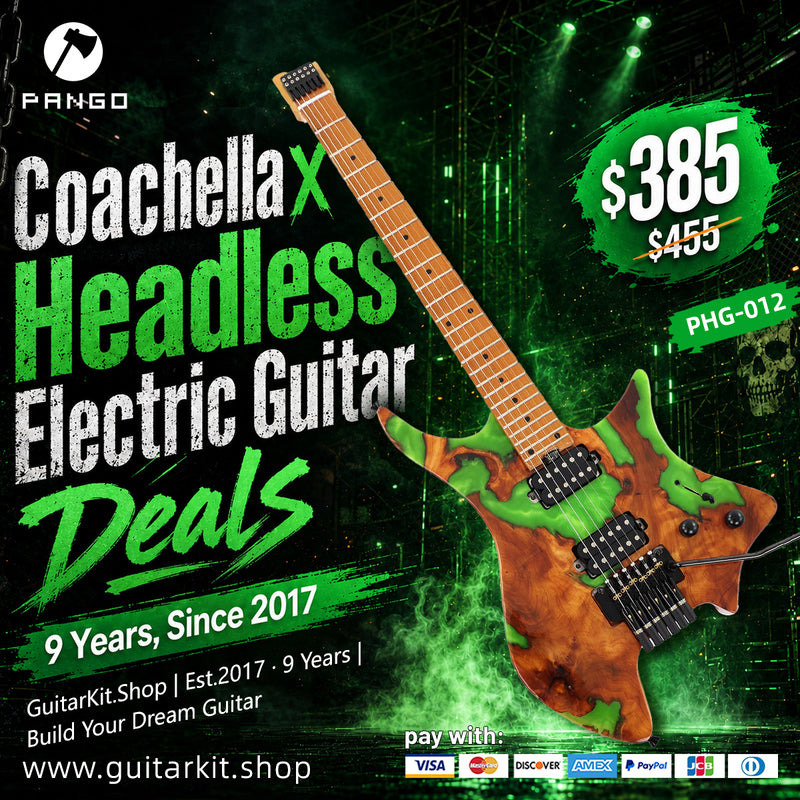 6-String Tapered Neck ResinBurl Body Headless Electric Guitar (PHG-012)