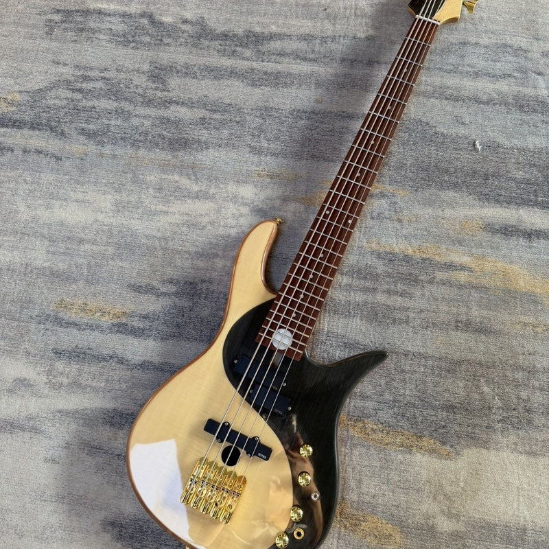 5 String Active Natural Finish Solid Body Electric Bass Guitar (LRG-010)