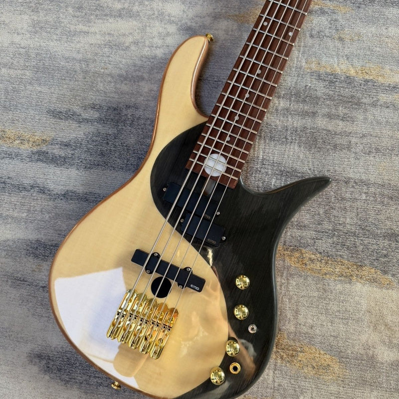 5 String Active Natural Finish Solid Body Electric Bass Guitar (LRG-010)