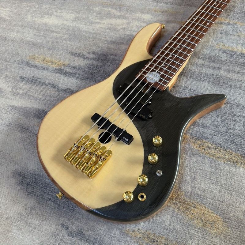 5 String Active Natural Finish Solid Body Electric Bass Guitar (LRG-010)
