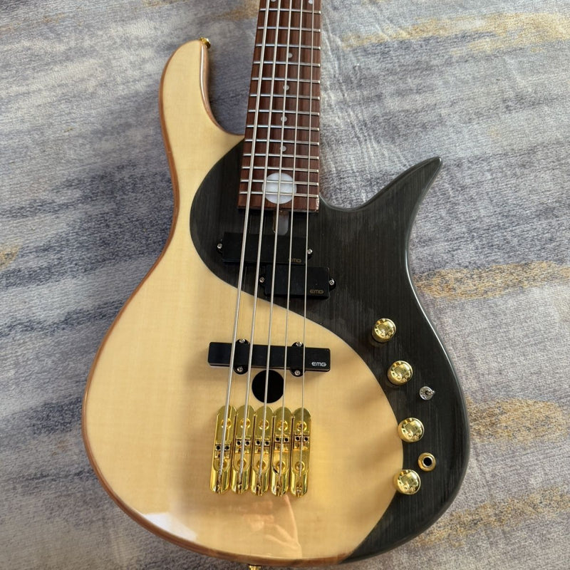 5 String Active Natural Finish Solid Body Electric Bass Guitar (LRG-010)