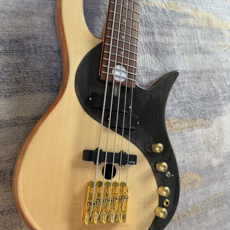 5 String Active Natural Finish Solid Body Electric Bass Guitar (LRG-010)