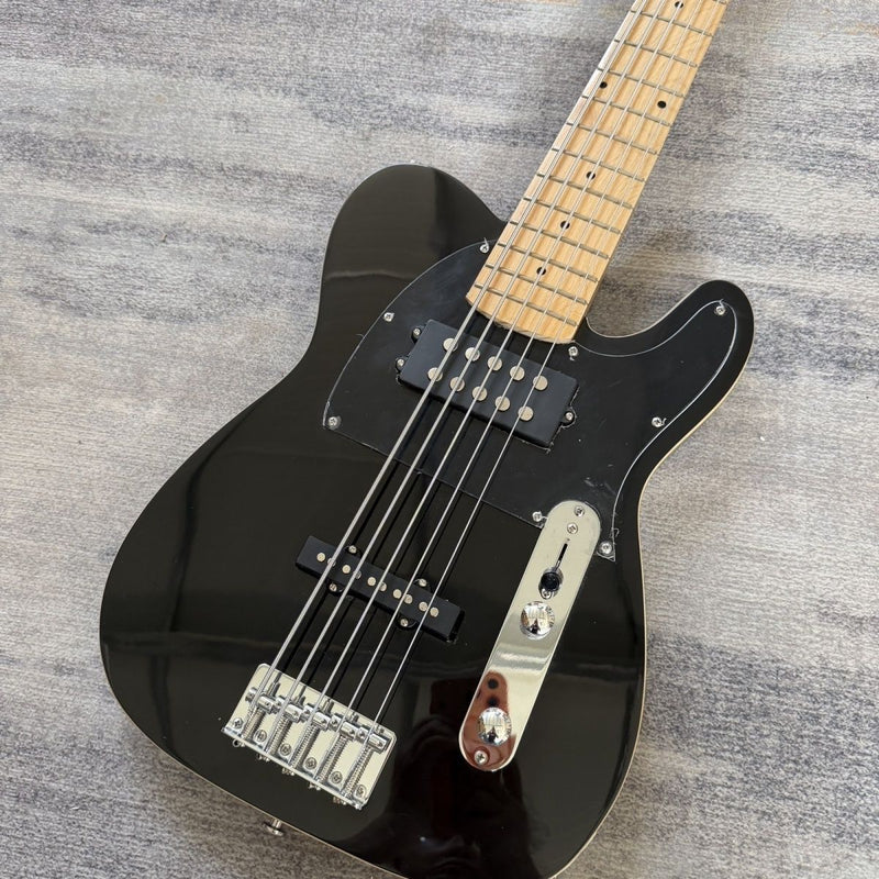 5 String Tele Style Electric Bass Guitar | Gloss Black | Maple Fretboard (LRG-055)