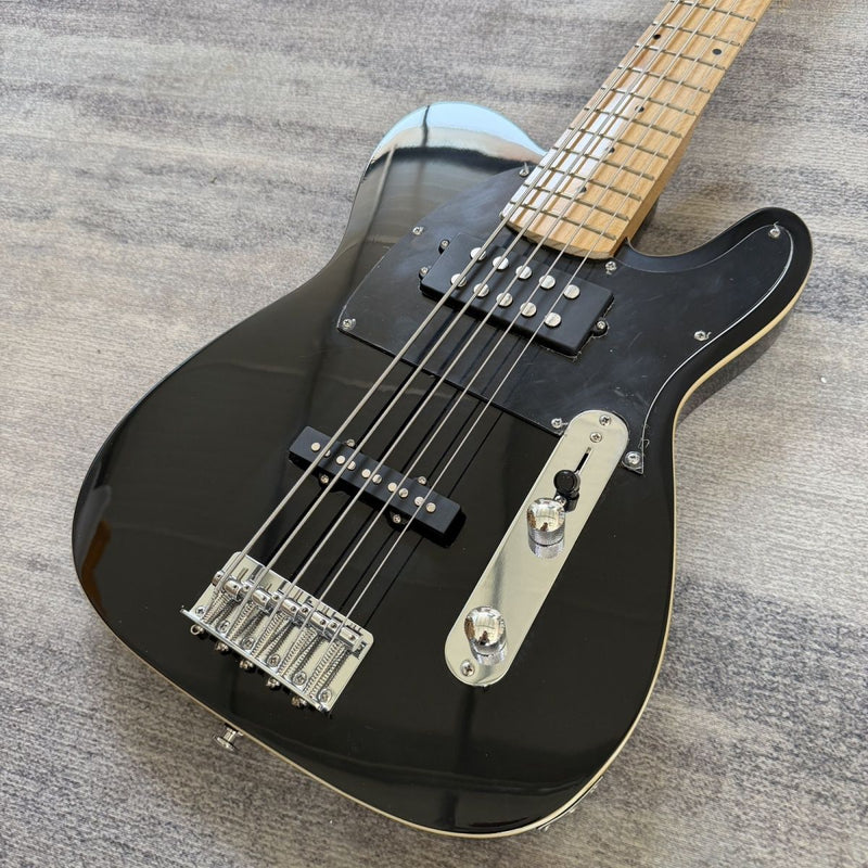 5 String Tele Style Electric Bass Guitar | Gloss Black | Maple Fretboard (LRG-055)