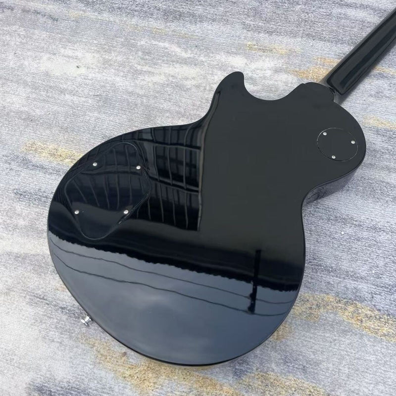 6 String LP Standard Style Electric Guitar with Gloss Black Flame Graphic (LRG-129)
