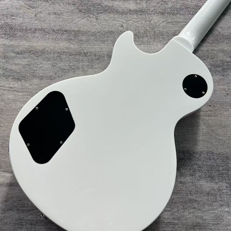 6-String LP Standard Style Solid Body Electric Guitar with Gloss White Flame Graphic & Red Kill Switch (LRG-126)