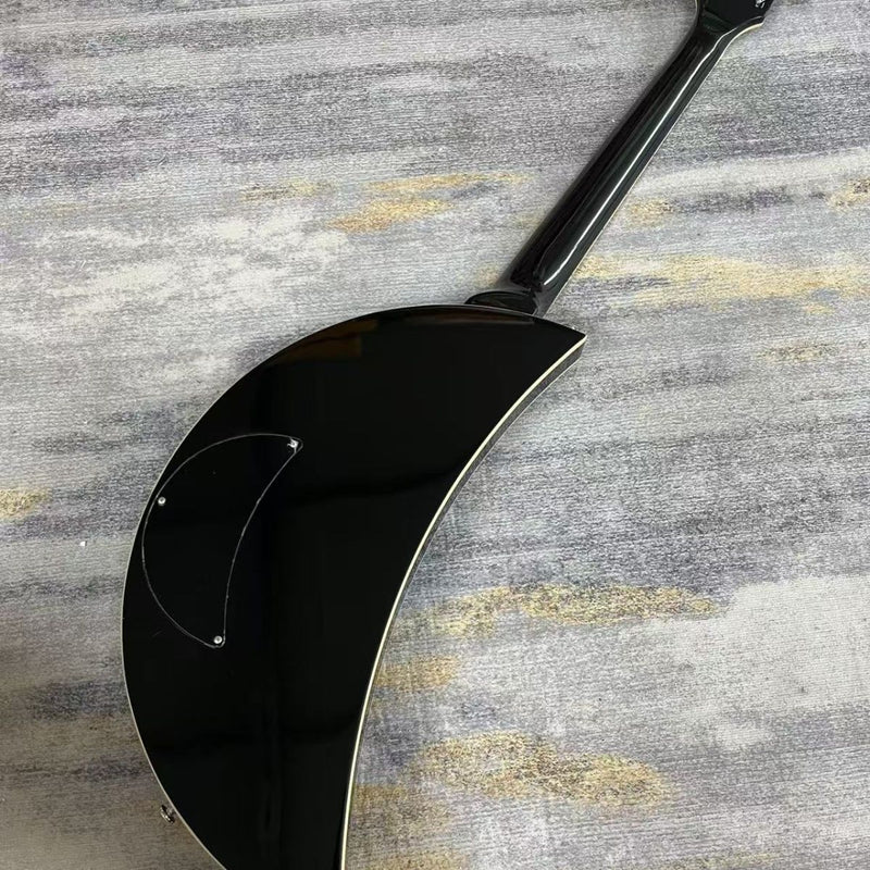 6-String Solid Body Crescent Moon Style Electric Guitar with Gloss Black Finish(LRG-135)
