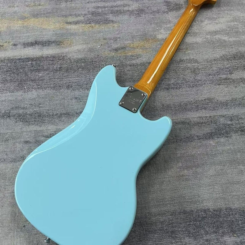 6-String Solid Body Left-Handed Mustang Style Electric Guitar with Gloss Daphne Blue Finish(LRG-133)