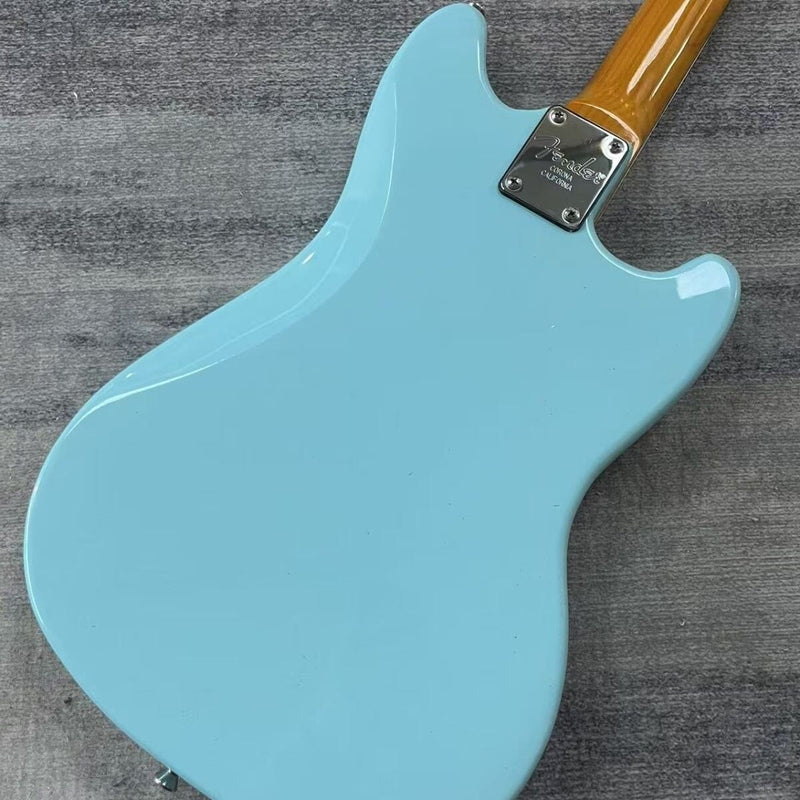 6-String Solid Body Left-Handed Mustang Style Electric Guitar with Gloss Daphne Blue Finish(LRG-133)