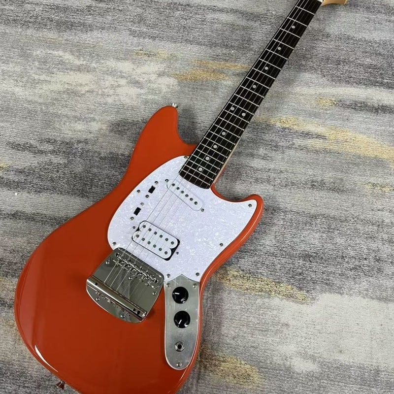 6-String Solid Body Mustang Style Electric Guitar with Gloss Fiesta Red Finish(LRG-134)
