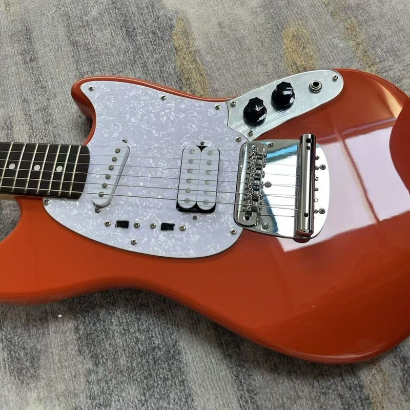 6-String Solid Body Mustang Style Electric Guitar with Gloss Fiesta Red Finish(LRG-134)