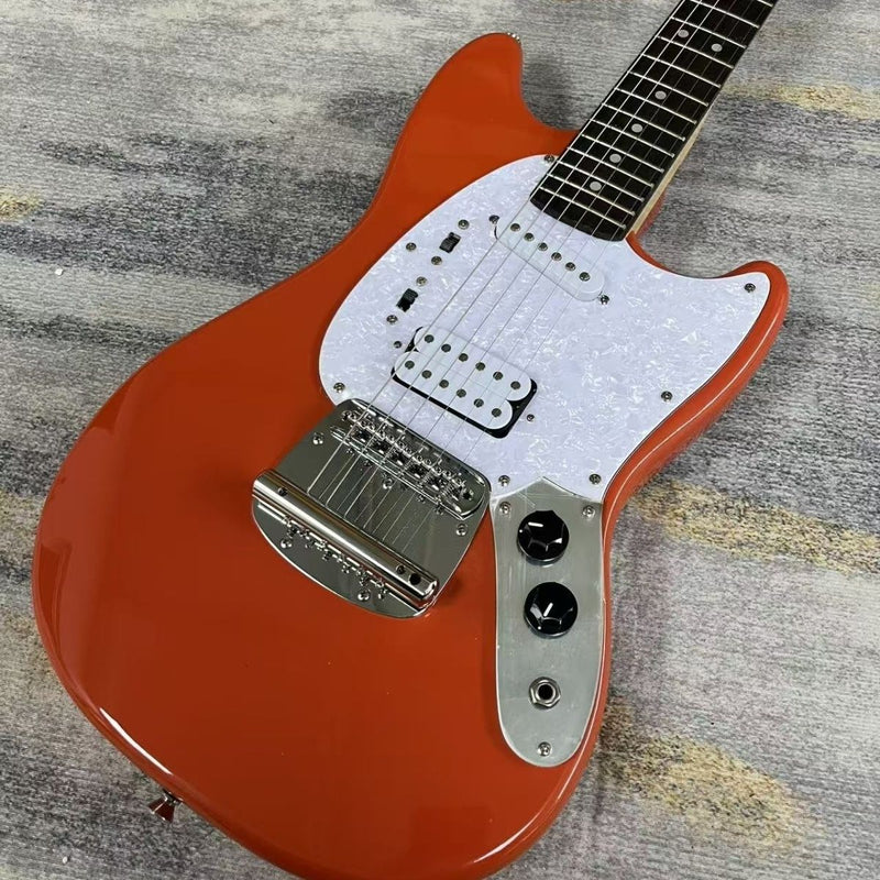6-String Solid Body Mustang Style Electric Guitar with Gloss Fiesta Red Finish(LRG-134)