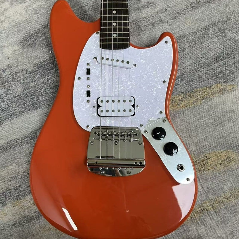 6-String Solid Body Mustang Style Electric Guitar with Gloss Fiesta Red Finish(LRG-134)