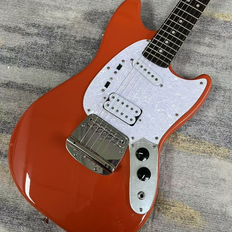 6-String Solid Body Mustang Style Electric Guitar with Gloss Fiesta Red Finish(LRG-134)