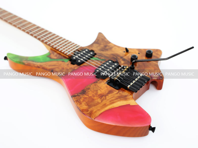 6-String Tapered Neck ResinBurl Body Headless Electric Guitar (PHG-007)