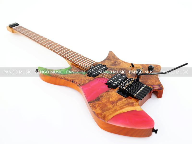 6-String Tapered Neck ResinBurl Body Headless Electric Guitar (PHG-007)