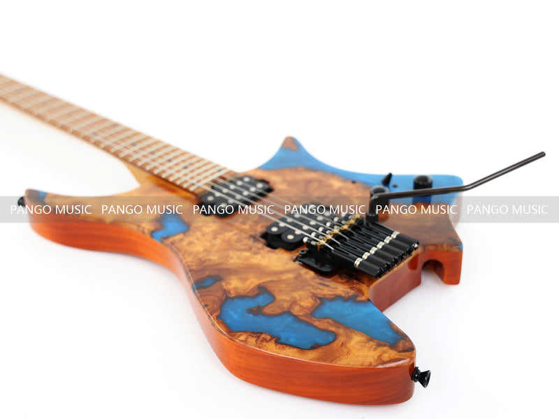 6-String Tapered Neck ResinBurl Body Headless Electric Guitar (PHG-009)