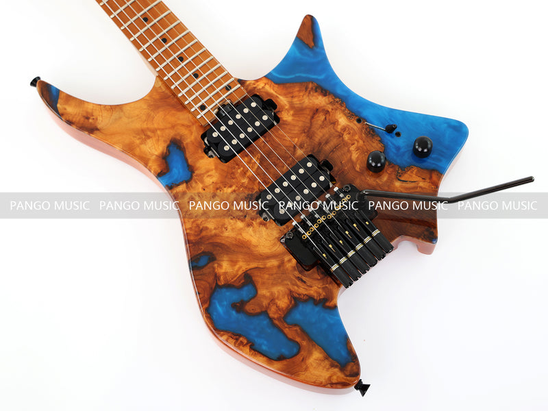 6-String Tapered Neck ResinBurl Body Headless Electric Guitar (PHG-009)