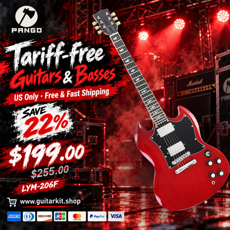 6-String SG Style Electric Guitar with Gloss Cherry Red Finish (LYM-206F, Fast Shipping, Tariff-free)