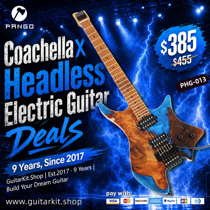 6-String Tapered Neck ResinBurl Body Headless Electric Guitar (PHG-013)