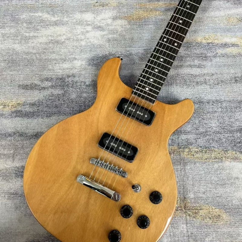 6 String Double Cutaway Flat Top LP Junior Style Electric Guitar with Gloss Natural Finish(LRG-138)