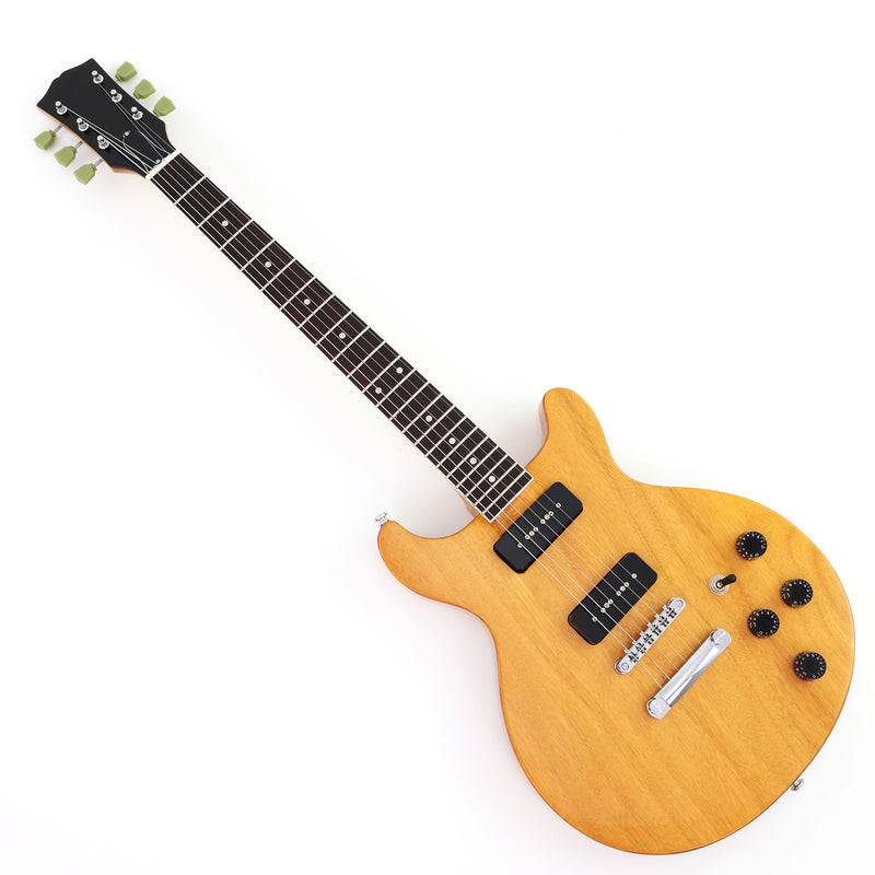 6 String Double Cutaway Flat Top LP Junior Style Electric Guitar with Gloss Natural Finish (LRG-138X)