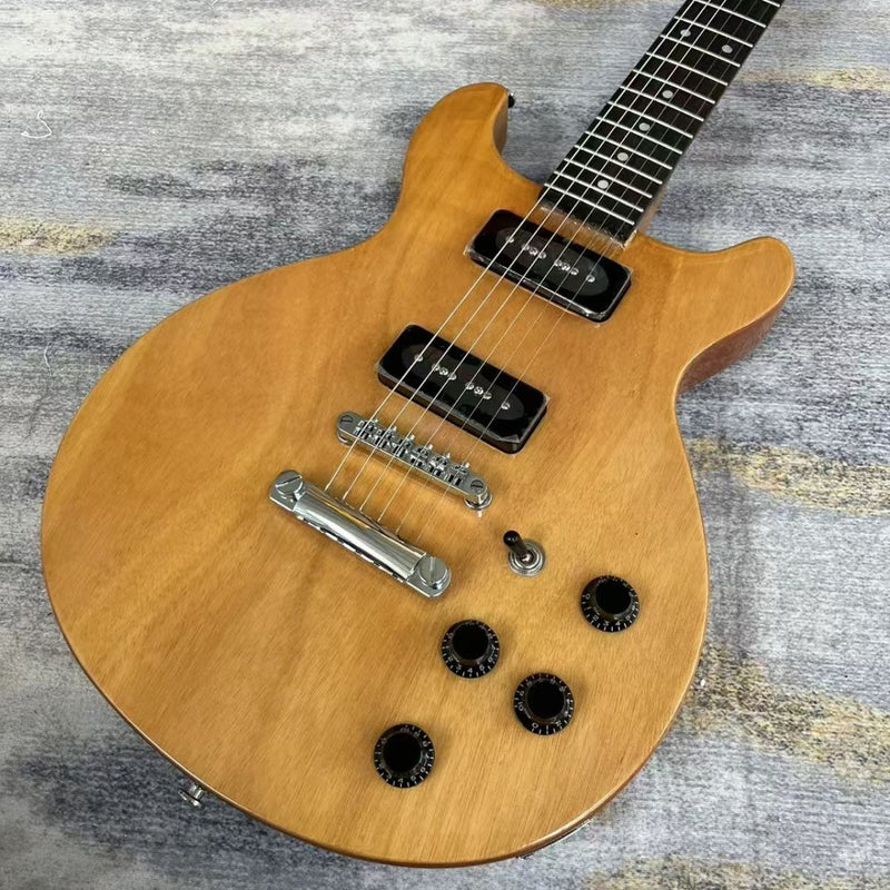 6 String Double Cutaway Flat Top LP Junior Style Electric Guitar with Gloss Natural Finish(LRG-138)