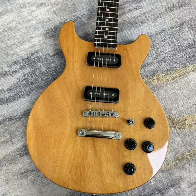 6 String Double Cutaway Flat Top LP Junior Style Electric Guitar with Gloss Natural Finish(LRG-138)
