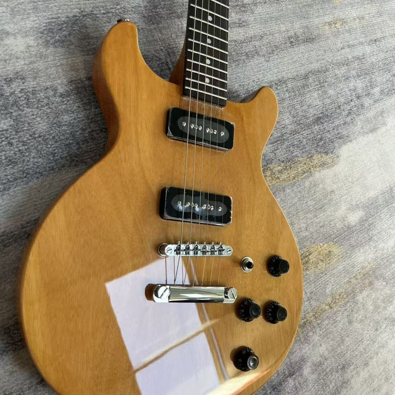 6 String Double Cutaway Flat Top LP Junior Style Electric Guitar with Gloss Natural Finish(LRG-138)