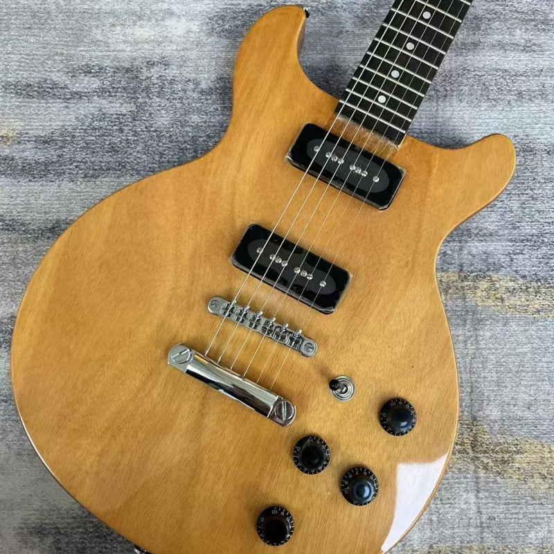 6 String Double Cutaway Flat Top LP Junior Style Electric Guitar with Gloss Natural Finish(LRG-138)