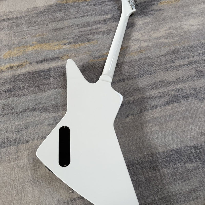 6 String Explorer Style Electric Guitar with Gloss White Finish & Fixed Bridge(LRG-114)