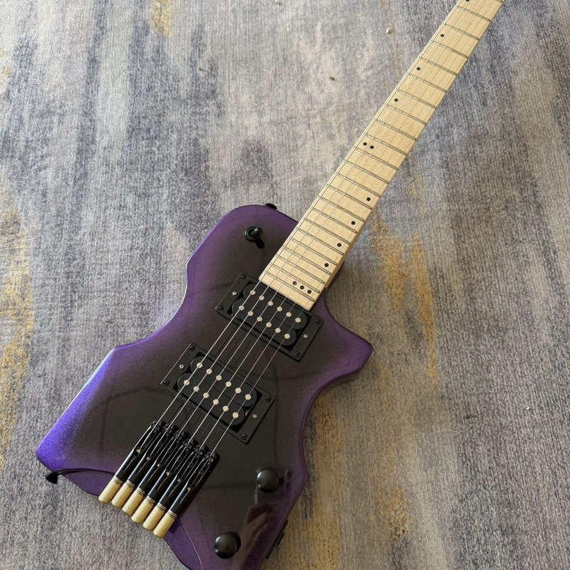 6 String Headless Compact Electric Guitar with Gloss Purple Burst Finish(LRG-105)
