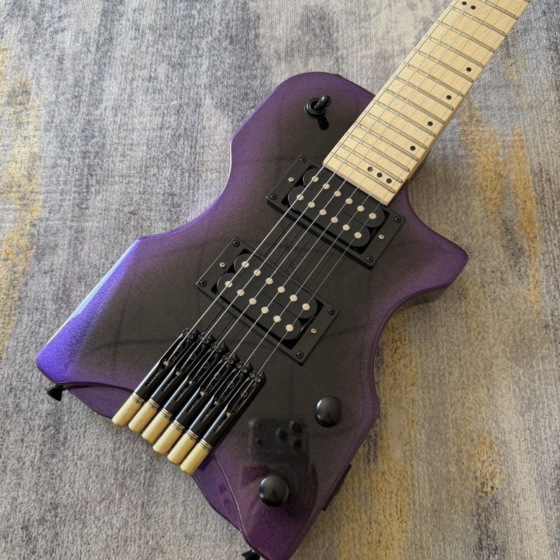 6 String Headless Compact Electric Guitar with Gloss Purple Burst Finish(LRG-105)