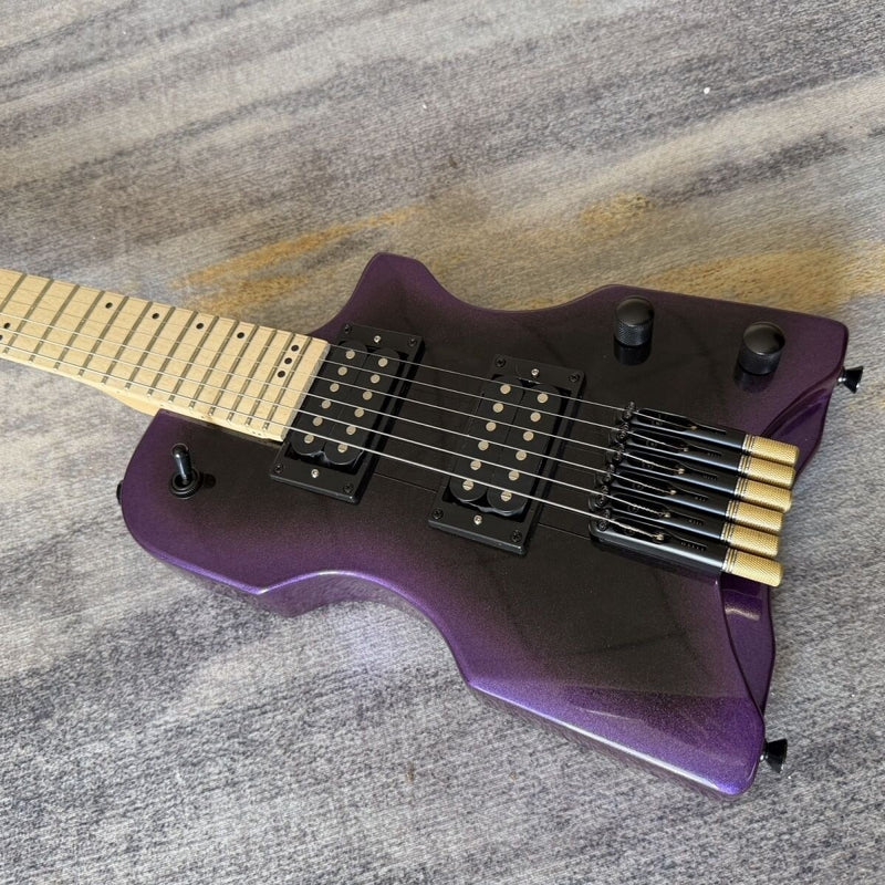 6 String Headless Compact Electric Guitar with Gloss Purple Burst Finish(LRG-105)