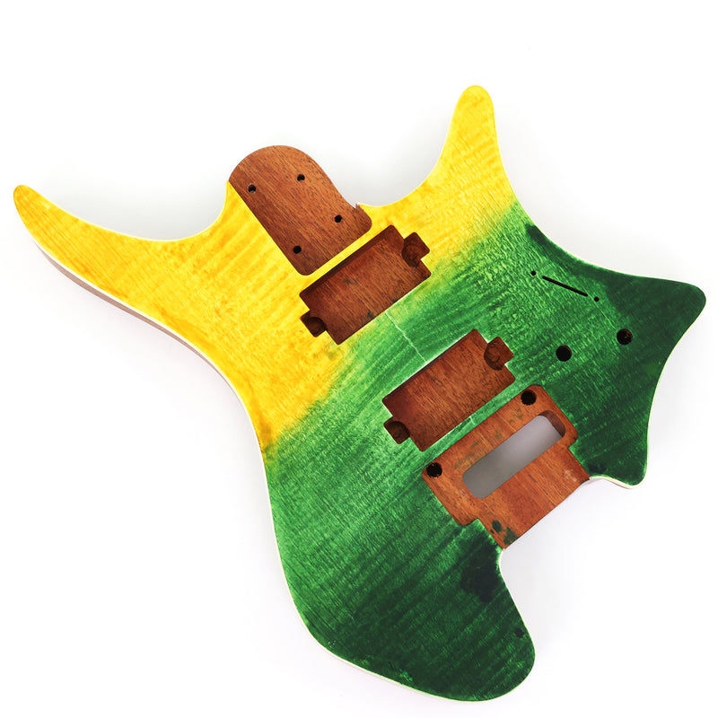 6 String Headless Solid Mahogany Electric Guitar Body with Satin Finish (YMB-037)