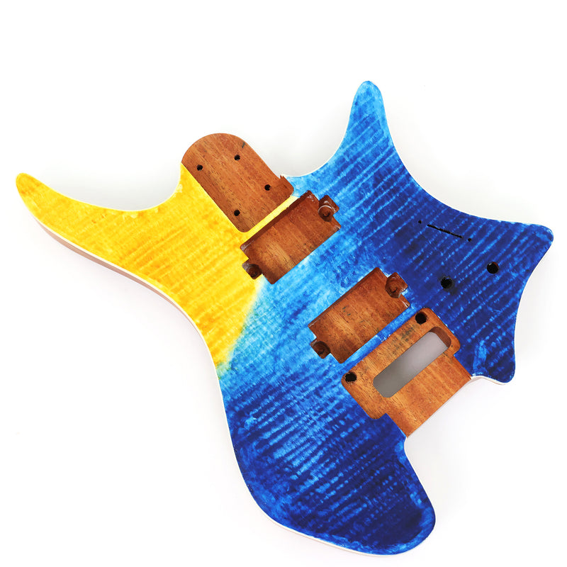 6 String Headless Solid Mahogany Electric Guitar Body with Satin Finish (YMB-038)