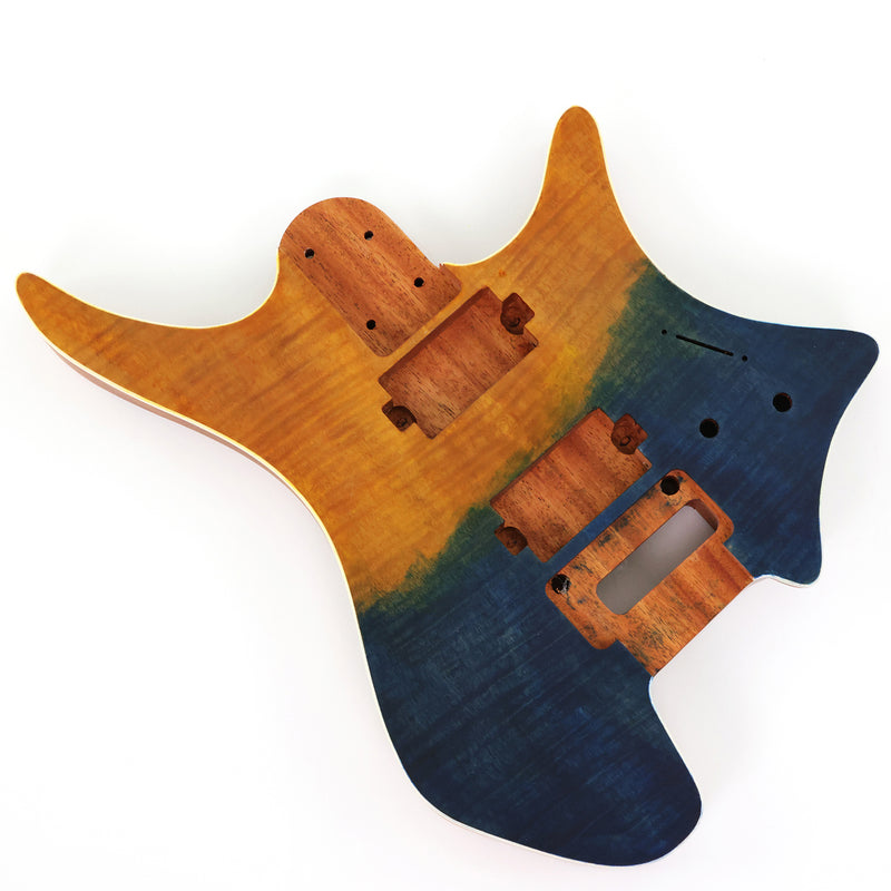 6 String Headless Solid Mahogany Electric Guitar Body with Satin Finish (YMB-053)