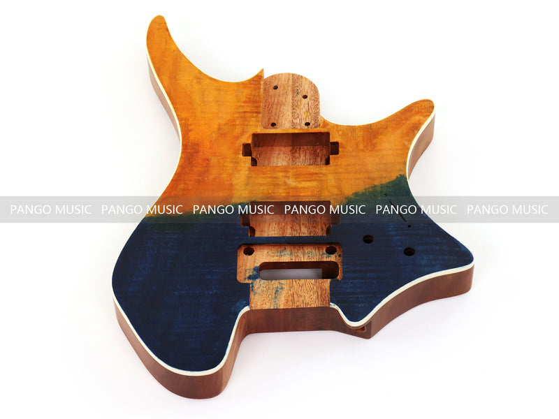 6 String Headless Solid Mahogany Electric Guitar Body with Satin Finish (YMB-056)