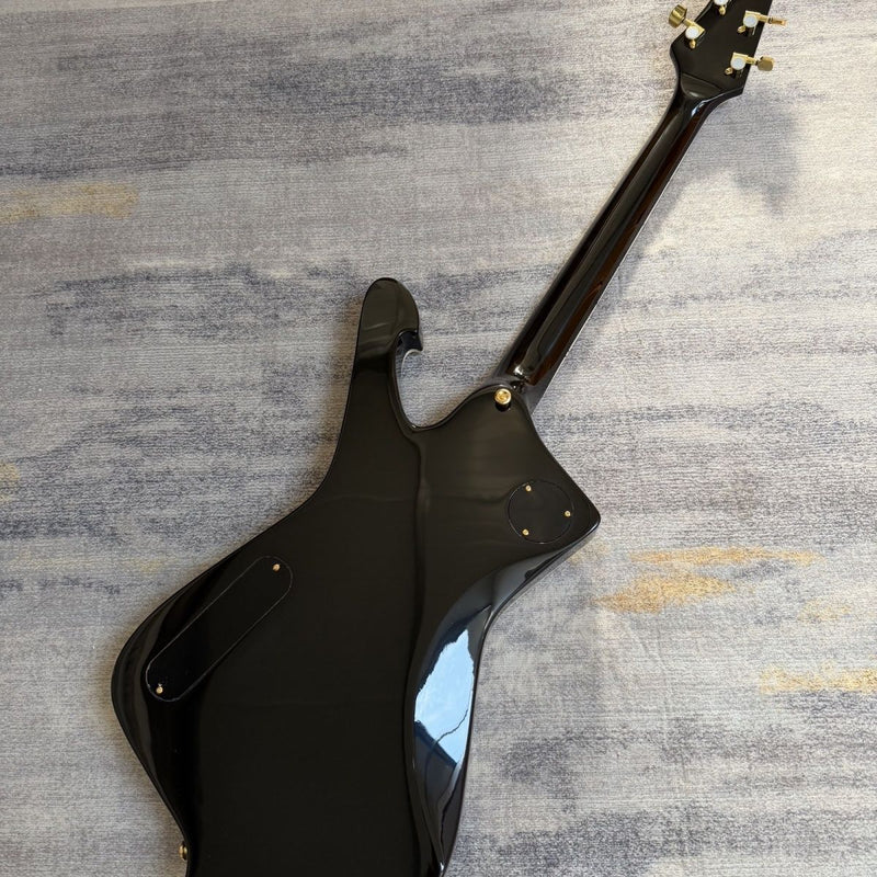 6 String Iceman Style Electric Guitar with Gloss Black Finish(LRG-113)
