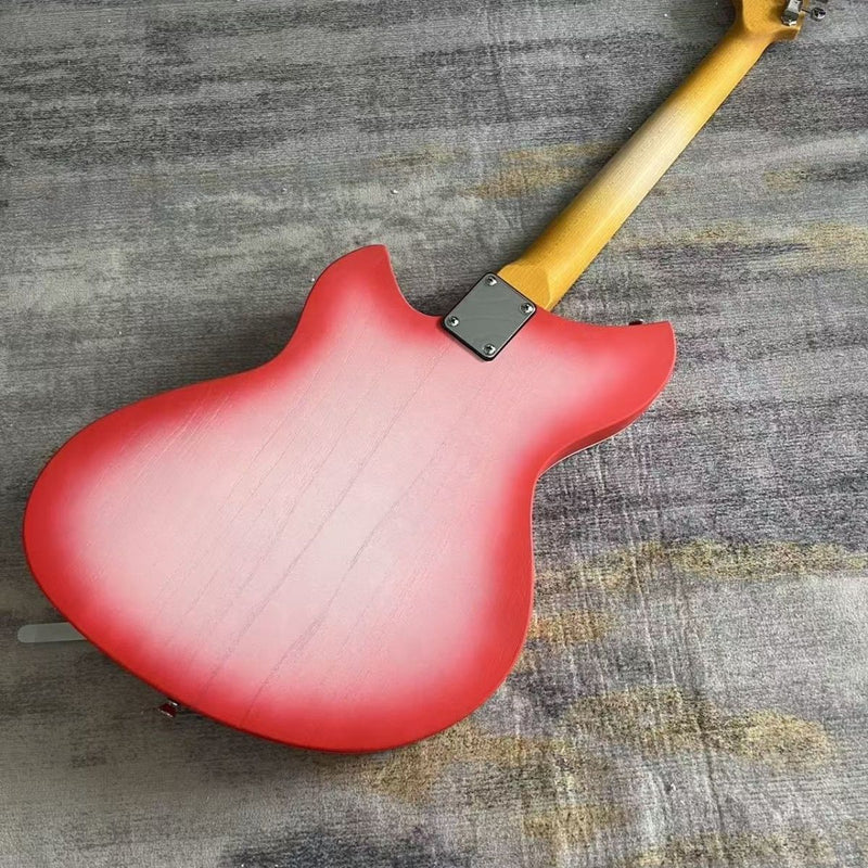 6 String Miris J Style Semi-Hollow Electric Guitar with Satin Red Burst & Bigsby Style Tremolo(LRG-127)