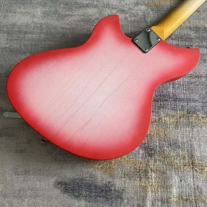6 String Miris J Style Semi-Hollow Electric Guitar with Satin Red Burst & Bigsby Style Tremolo(LRG-127)