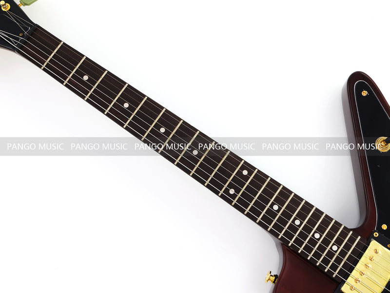 6 String Modern Explorer Style Electric Guitar with Gloss Brown Finish (LRG-107X)