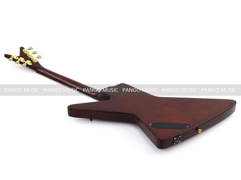 6 String Modern Explorer Style Electric Guitar with Gloss Brown Finish (LRG-107X)