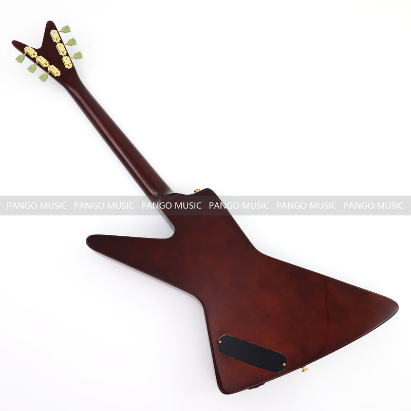 6 String Modern Explorer Style Electric Guitar with Gloss Brown Finish (LRG-107X)
