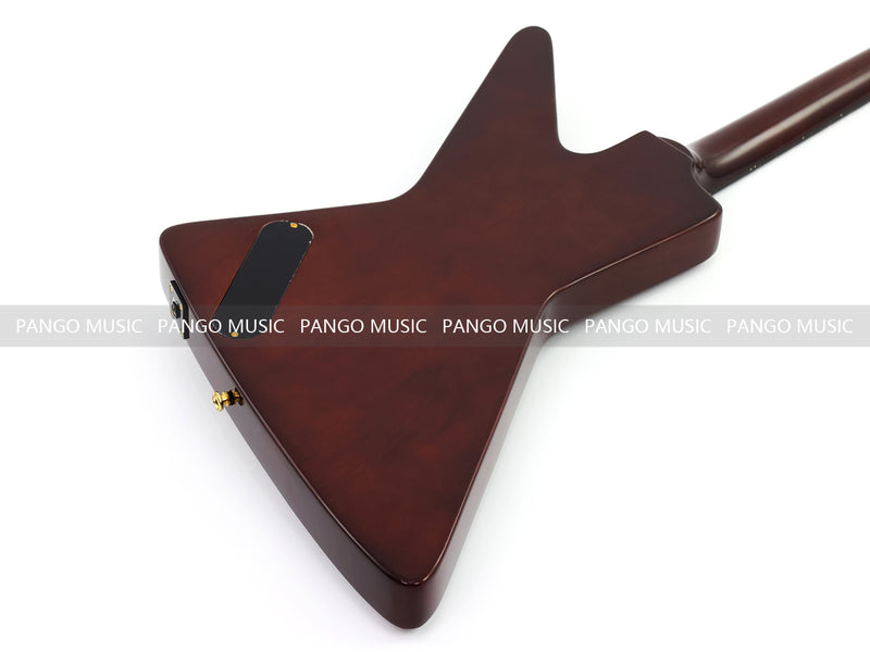 6 String Modern Explorer Style Electric Guitar with Gloss Brown Finish (LRG-107X)