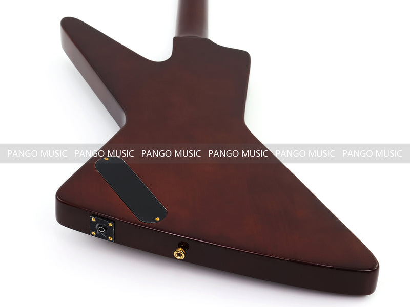 6 String Modern Explorer Style Electric Guitar with Gloss Brown Finish (LRG-107X)